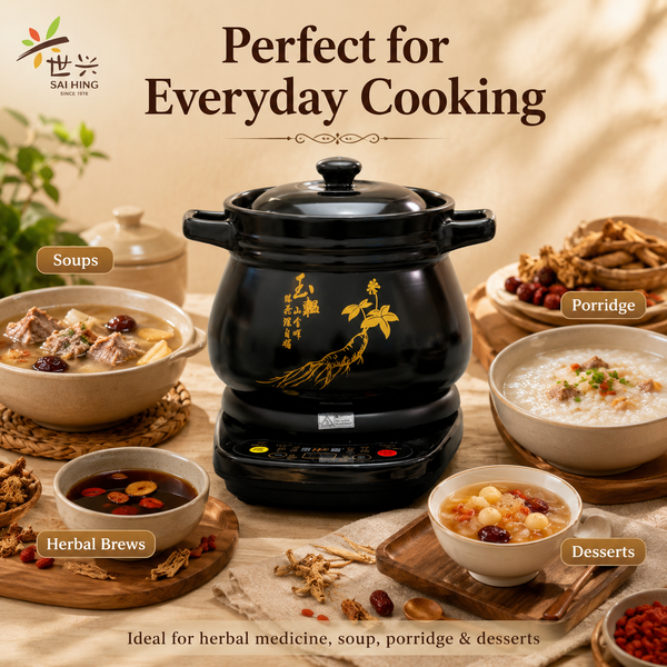 Sai Hing Traditional Chinese Casserole Ceramic Pot with Automatic Cooker 5L