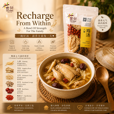 Sai Hing Ginseng Chicken Soup 世兴人参鸡汤 110g (For 2-3 pax)